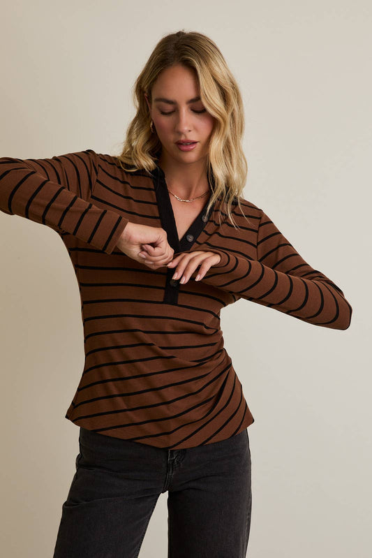 BRWN/BLK STRIPE POLO