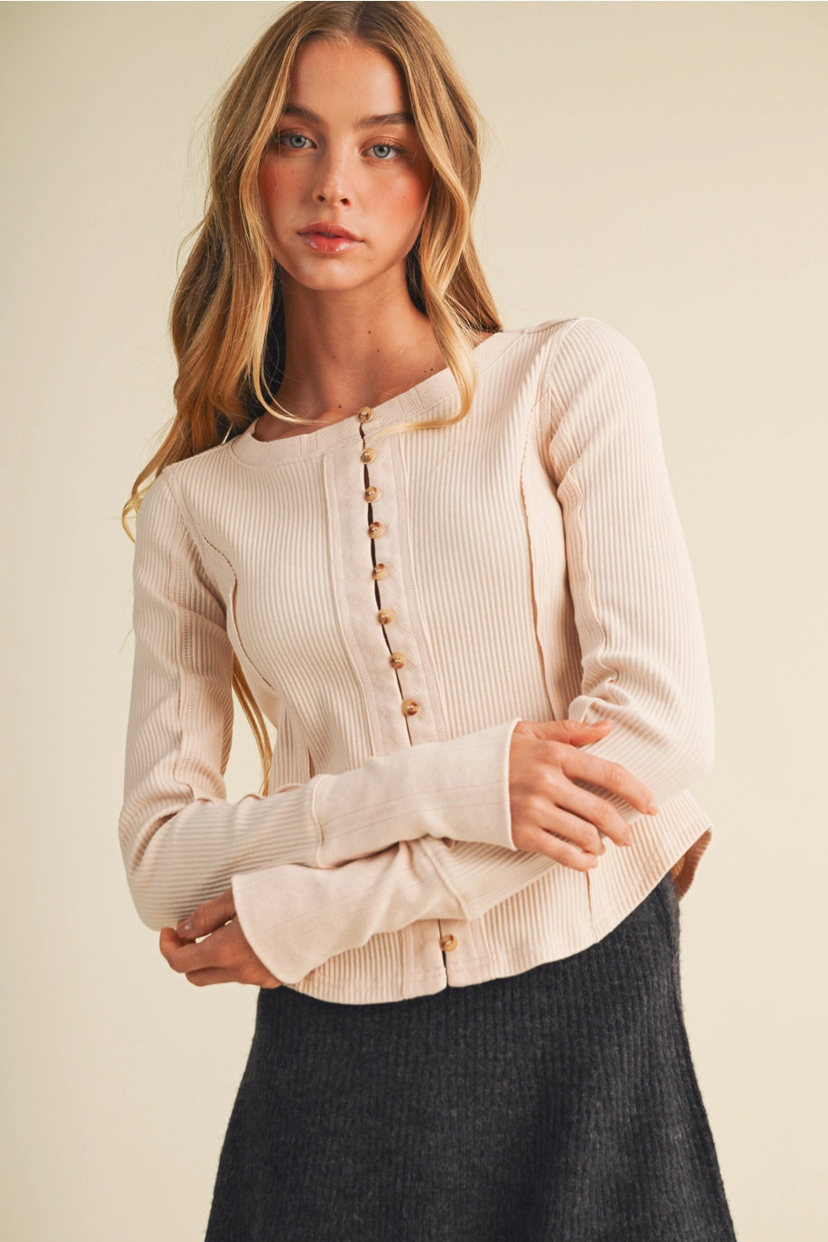 BTTN CORSET LS TEE
