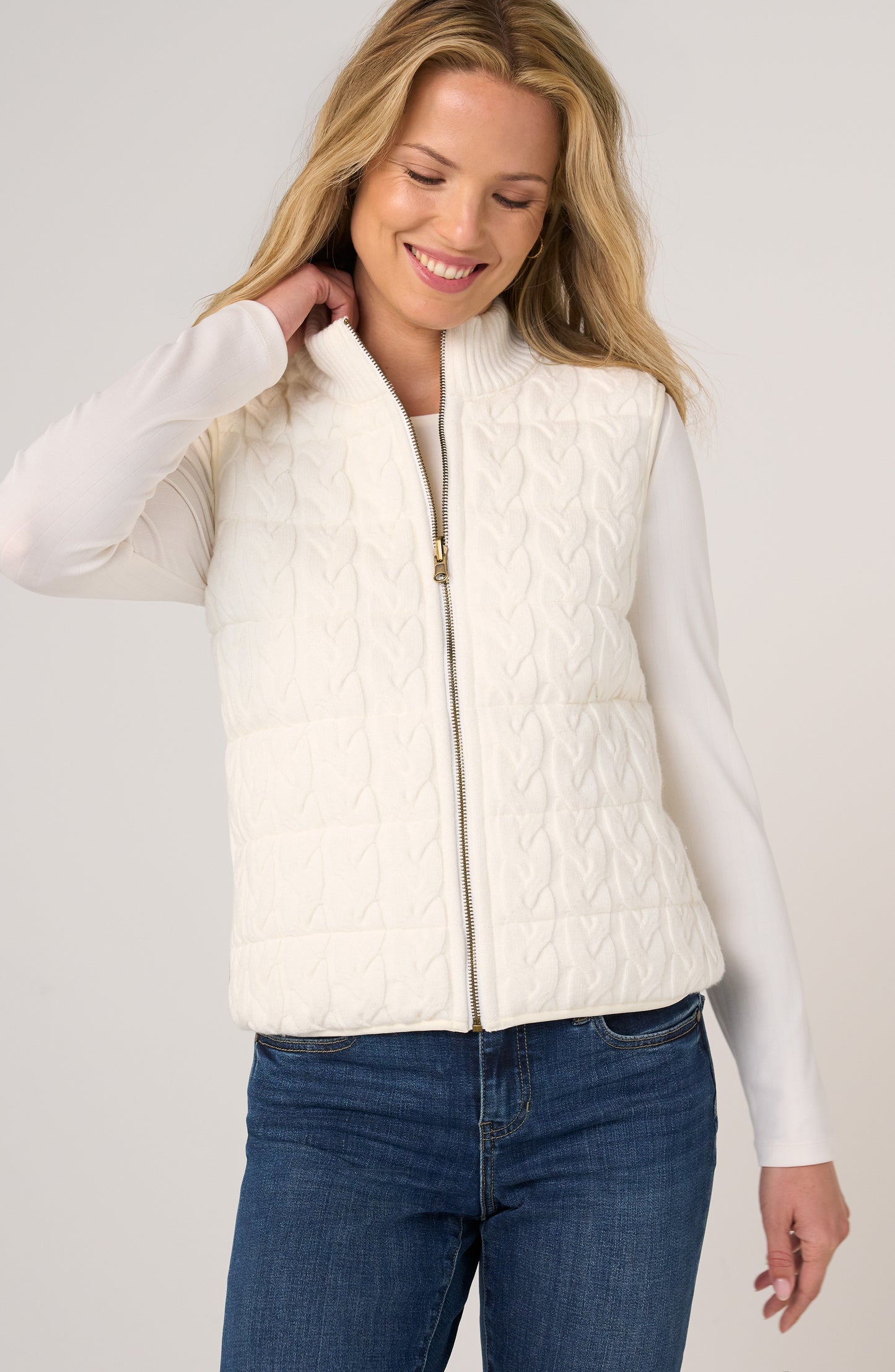 CREAM QULTD VEST