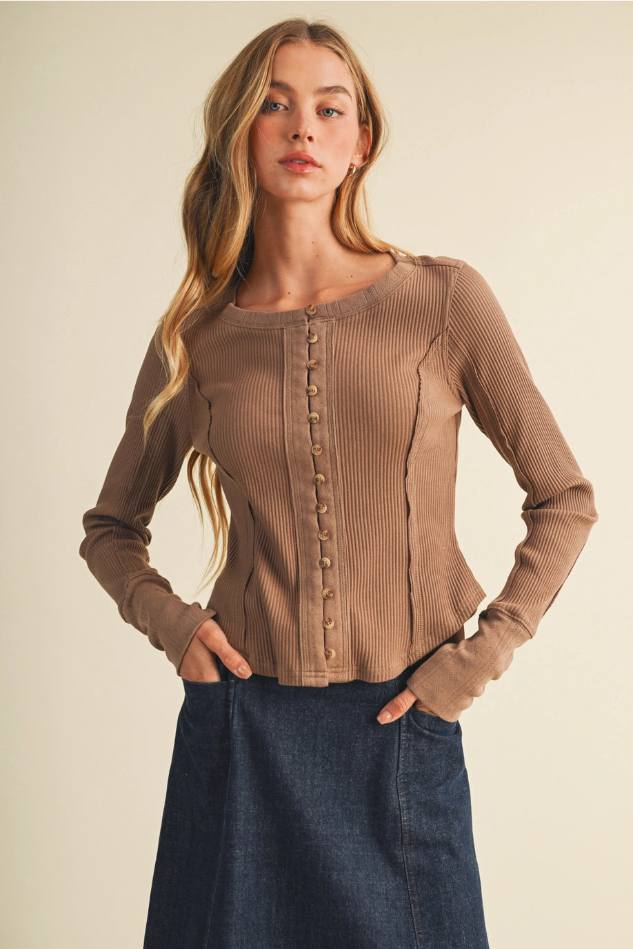 BTTN CORSET LS TEE