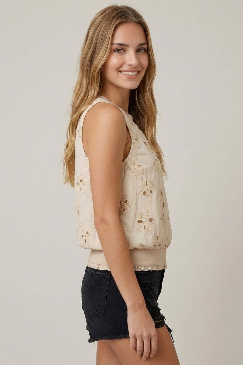 CREAM FLRL TANK