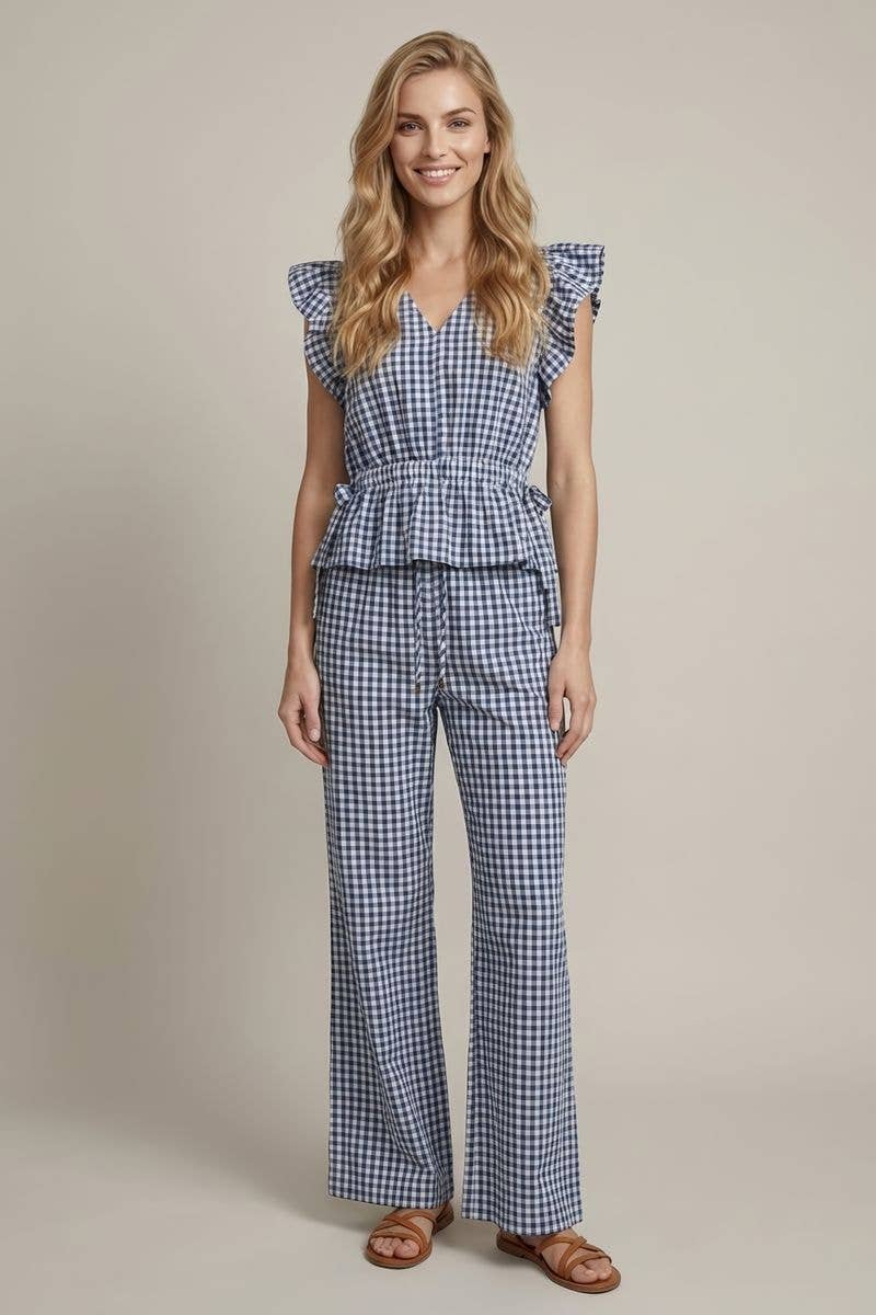 BROWN GINGHM TOP