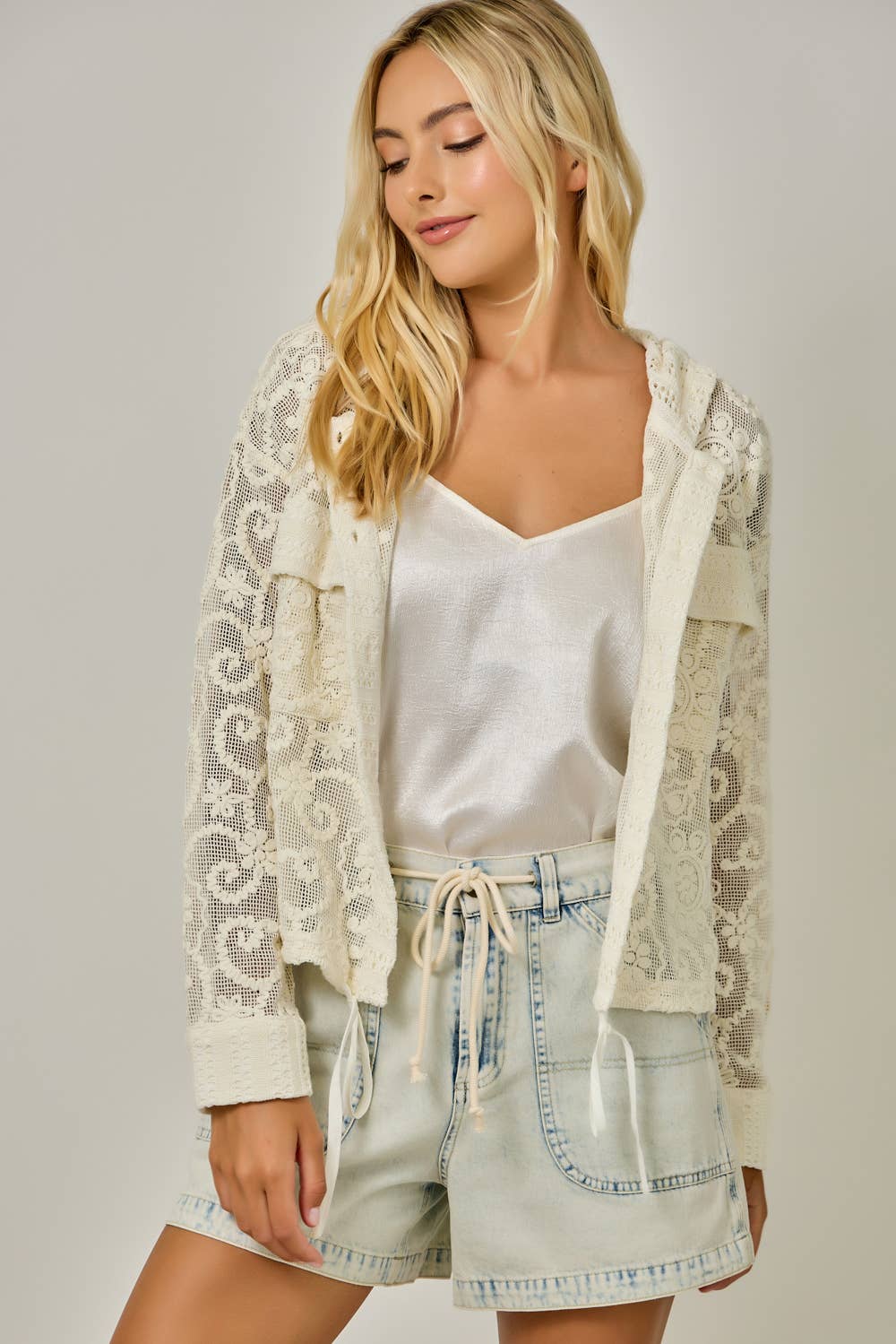 IVORY LACE HOODY