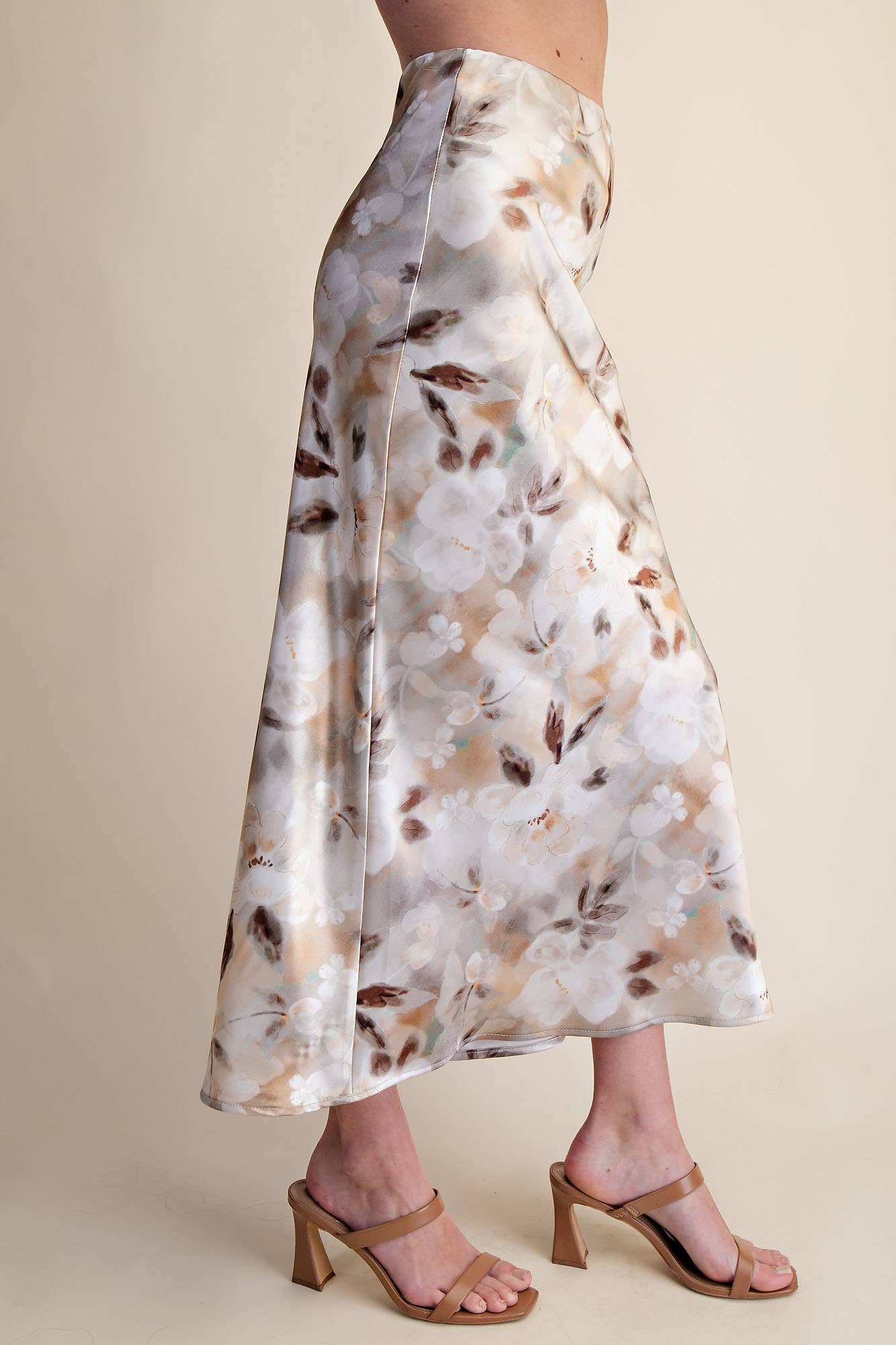 TAUPE FLRL SKIRT