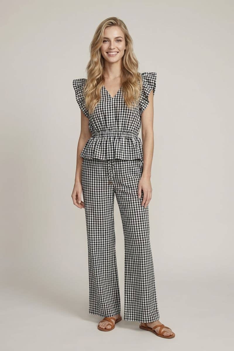 BROWN GINGHM TOP