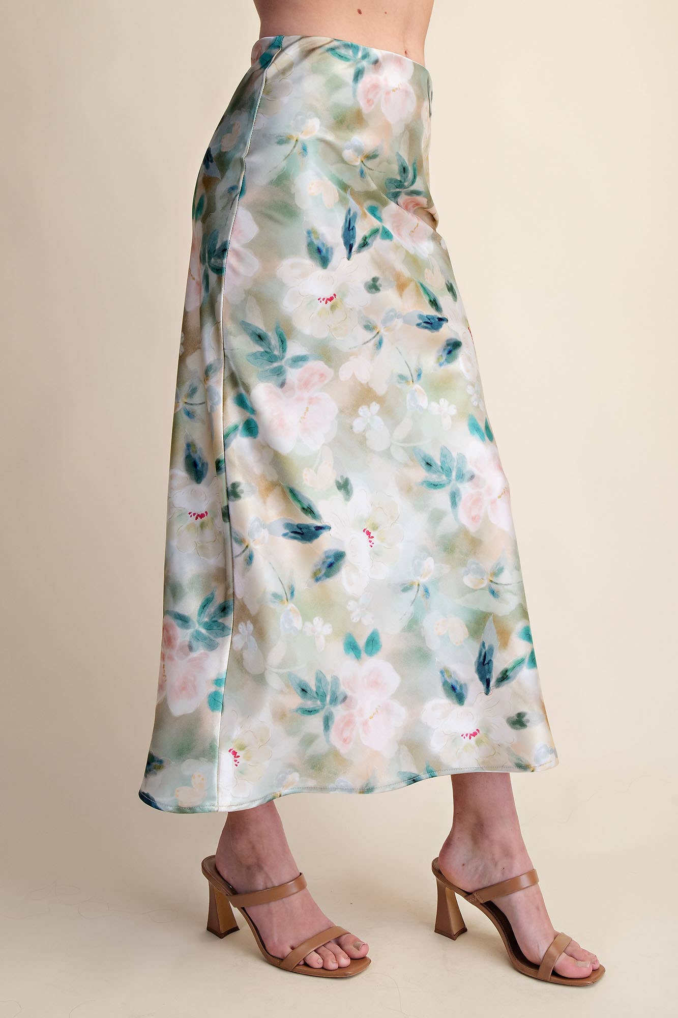 TAUPE FLRL SKIRT