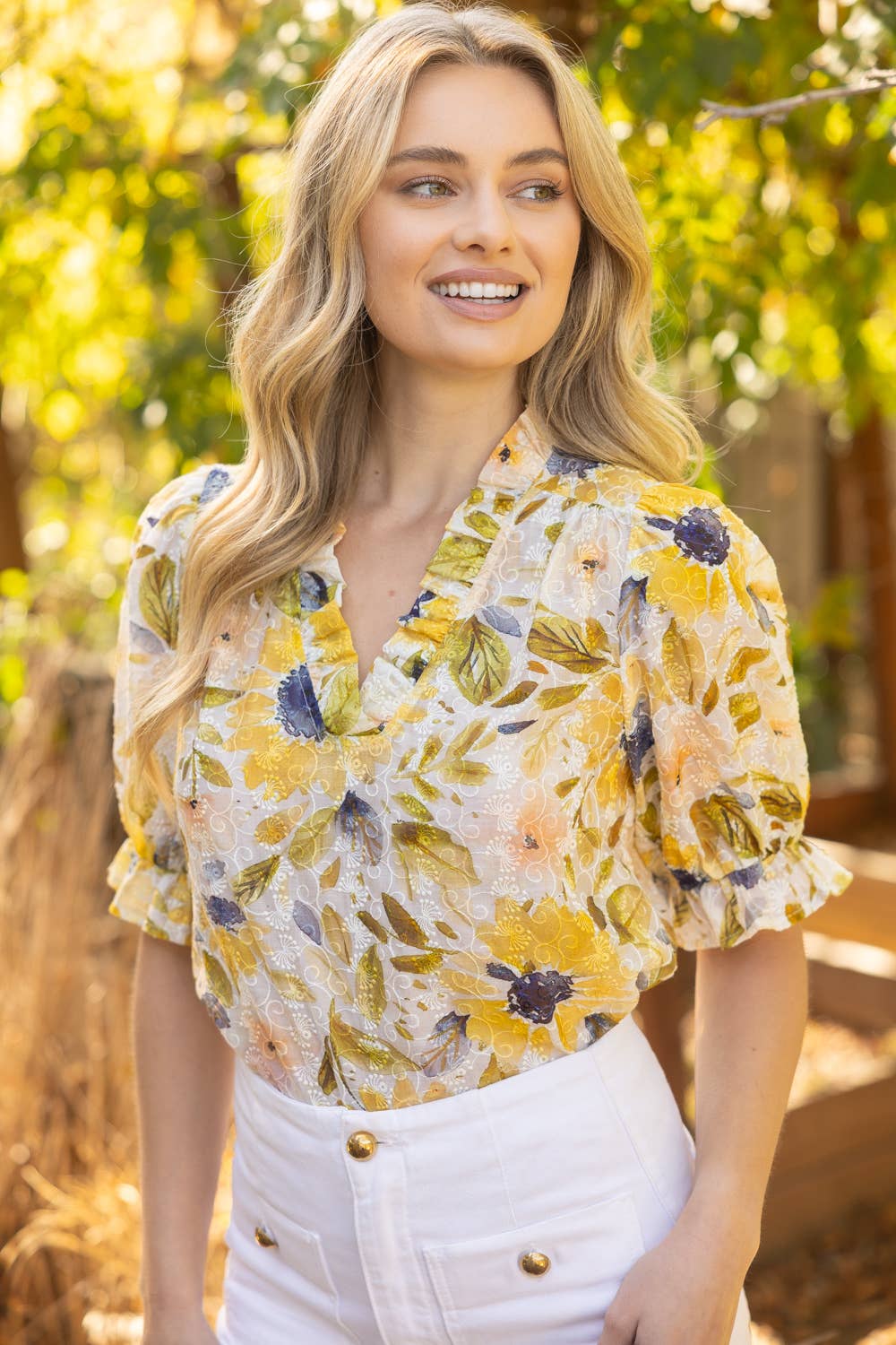 YELLOW FLR EMB TOP