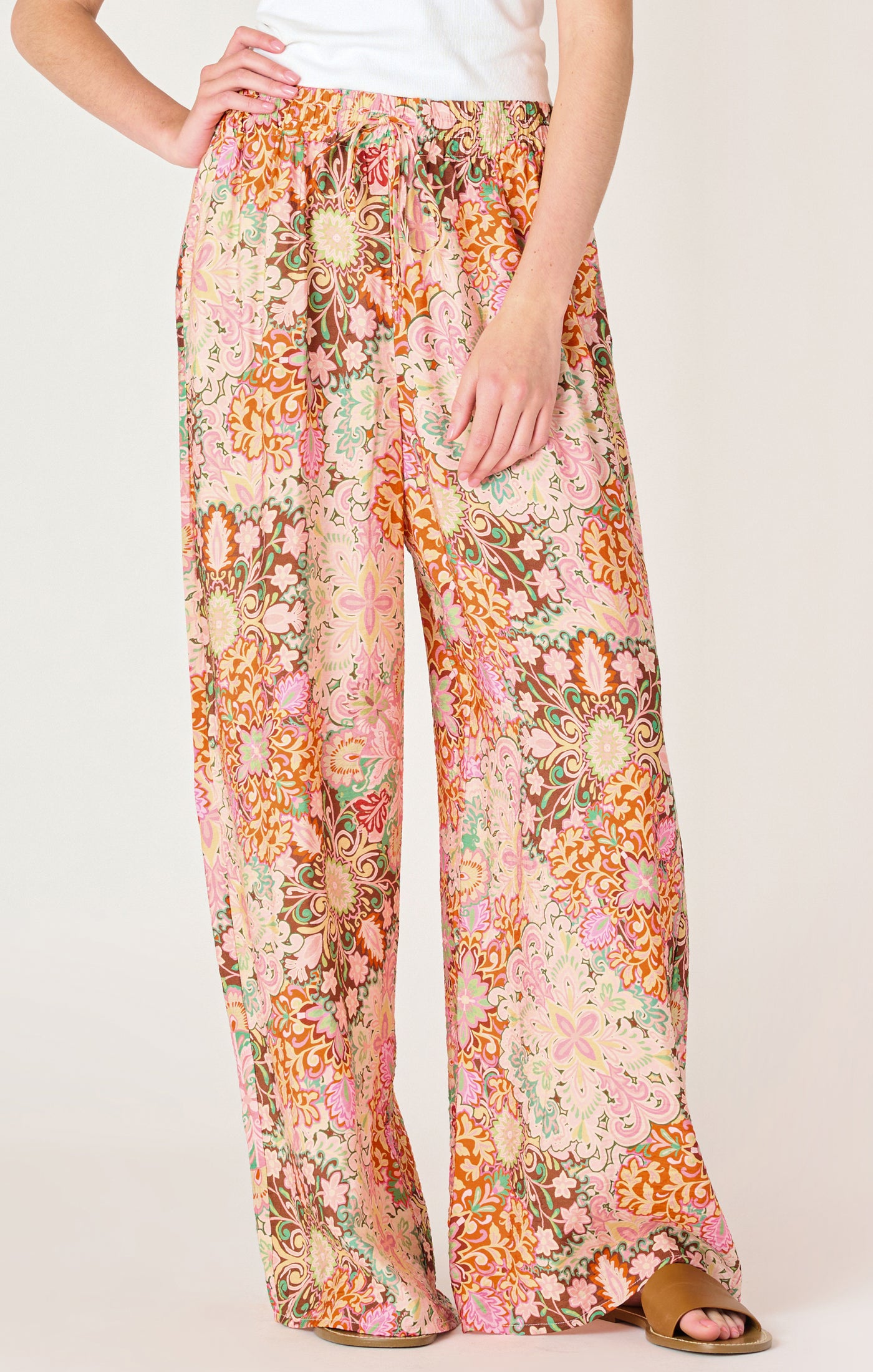 PEACH FLORAL PANT