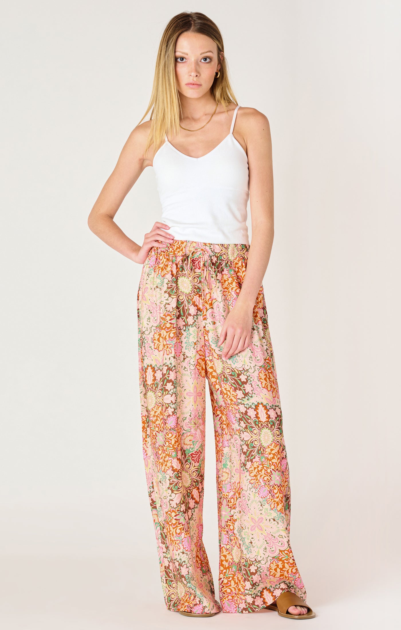 PEACH FLORAL PANT