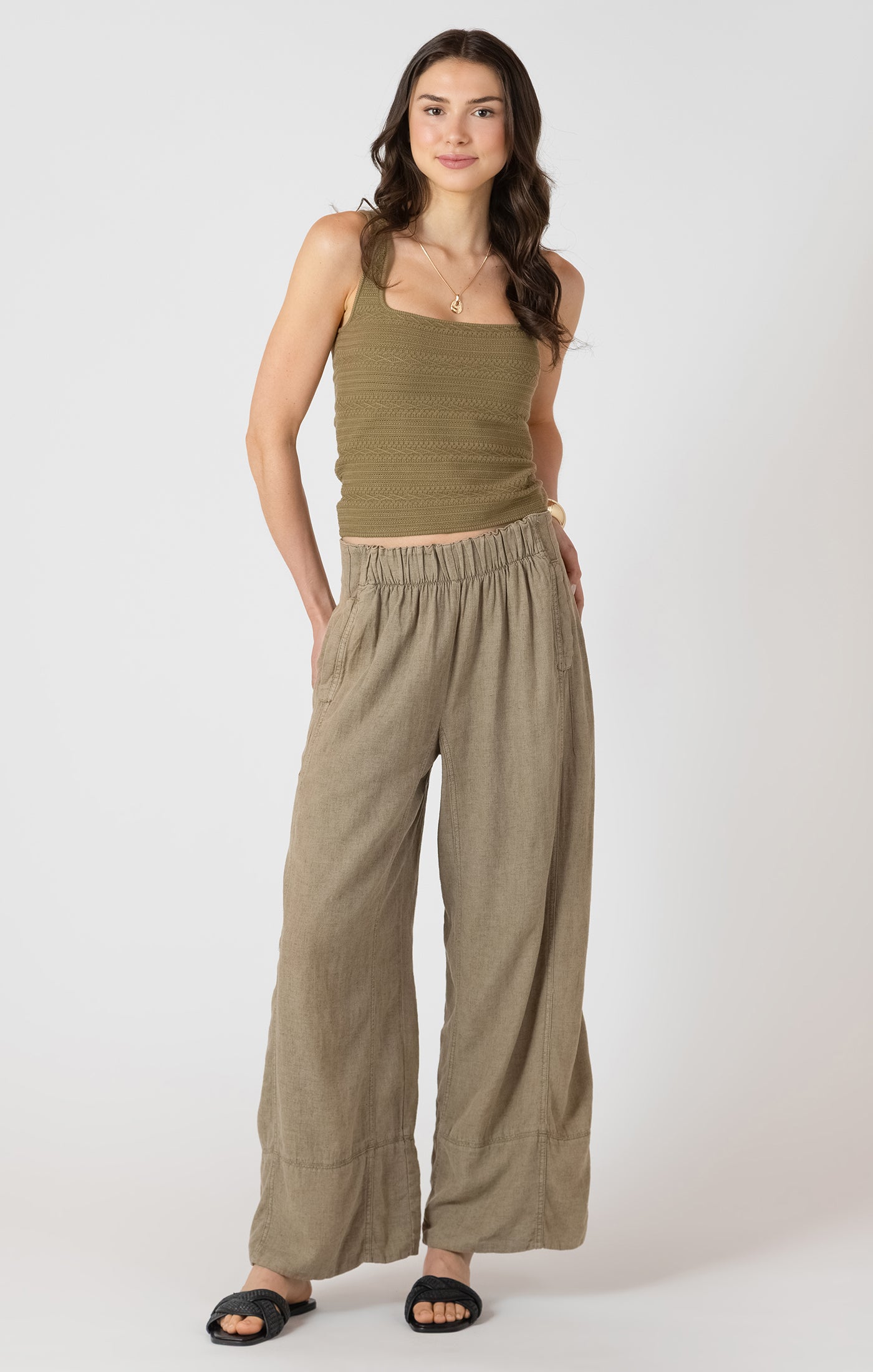 OLIVE LINEN PANT