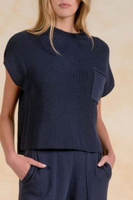 NAVY CAP SLV SWTR