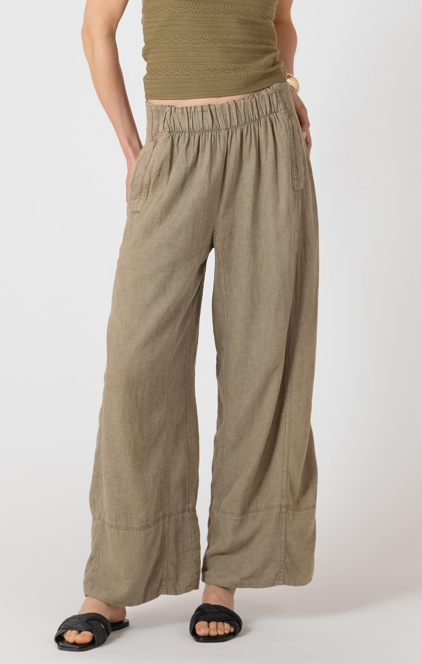OLIVE LINEN PANT