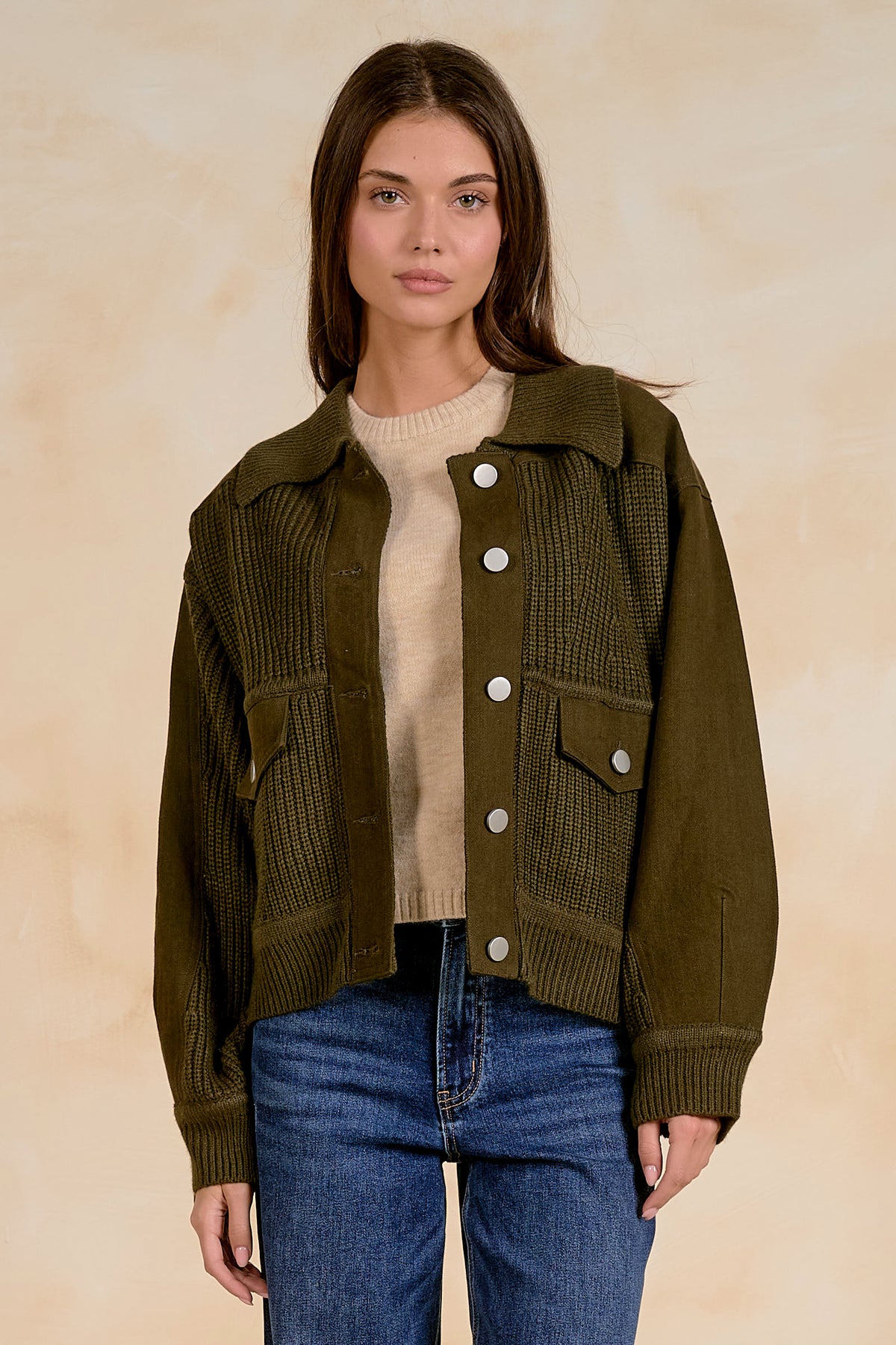 OLIVE SWTR/JKT