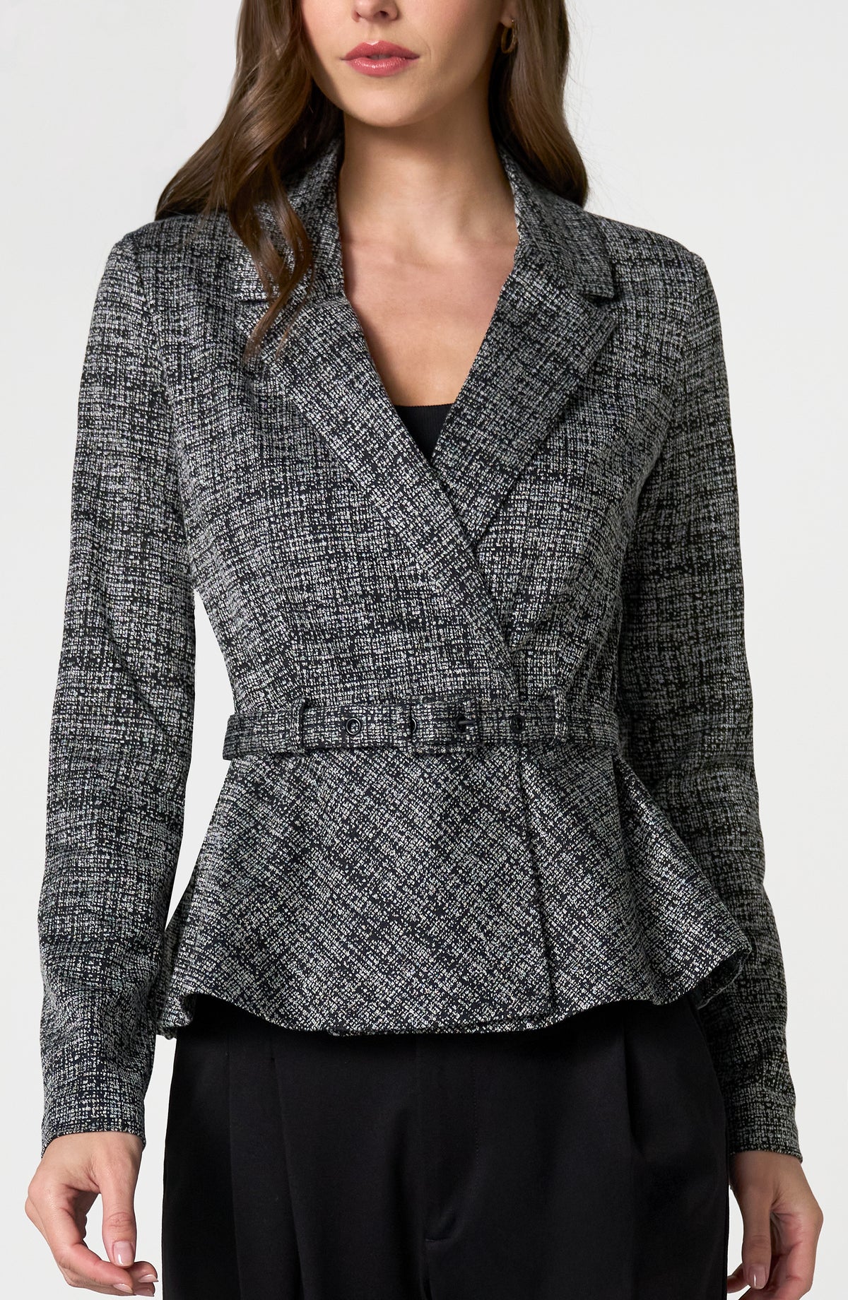 BLK TWEED PEPLM JKT