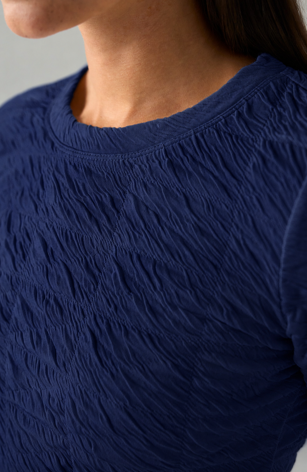 FLARE SLV NAVY TOP