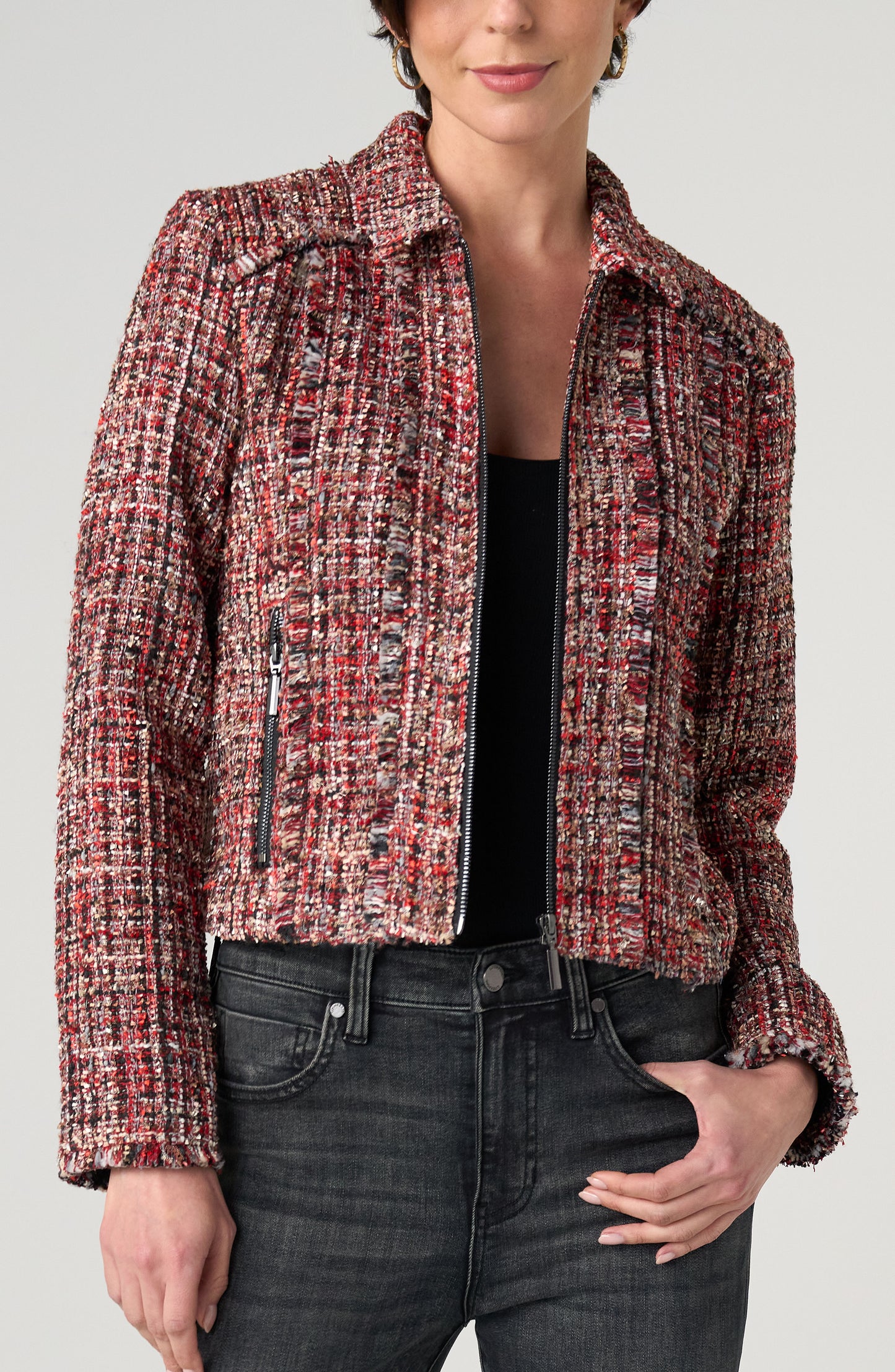 RED MLTI ZIP JKT