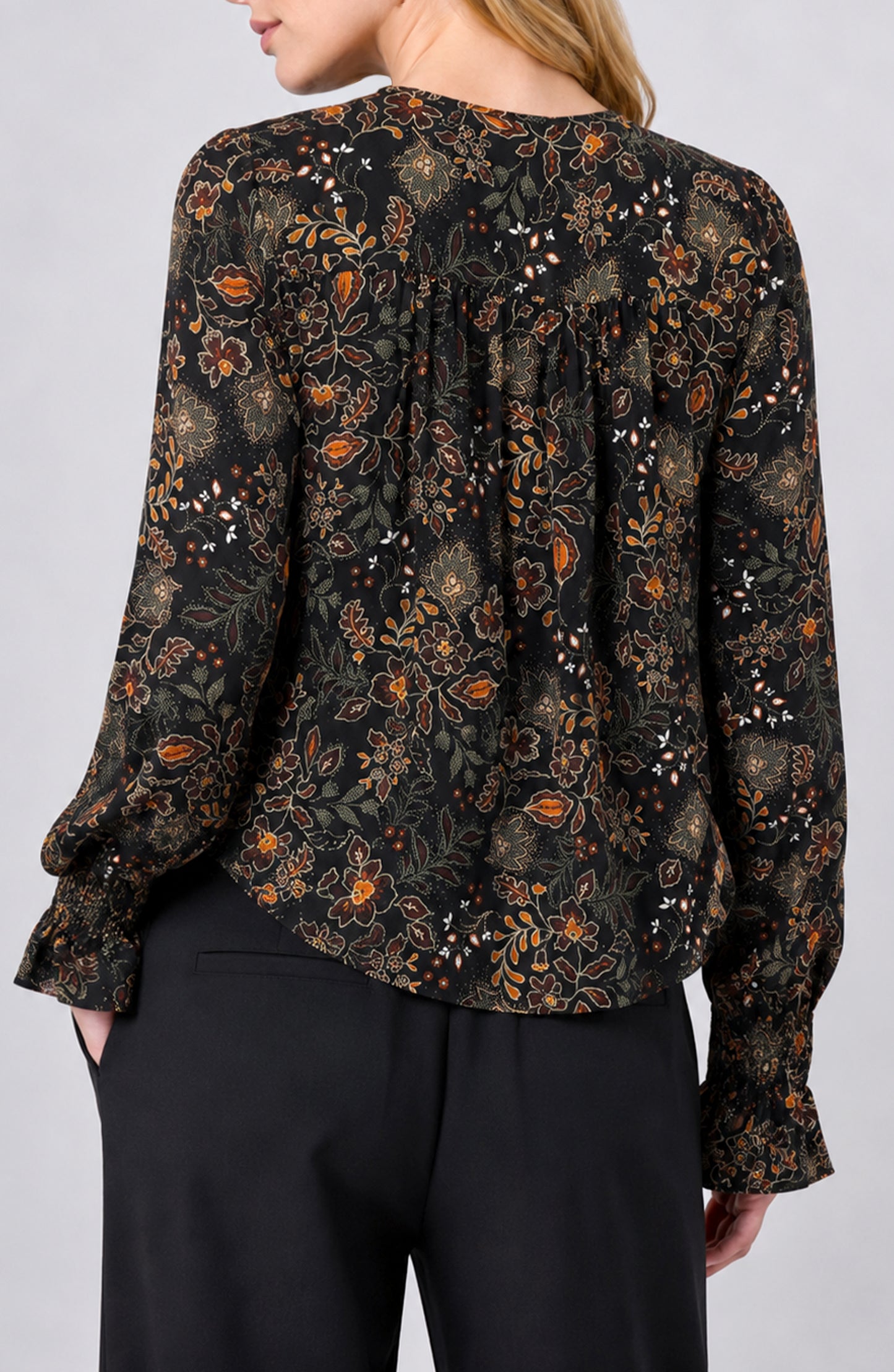 RUST/BLK PNTK BLOUSE