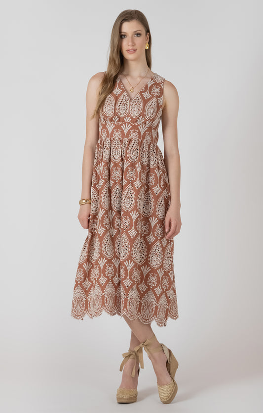 SANDY BEIGE EYELT DRESS