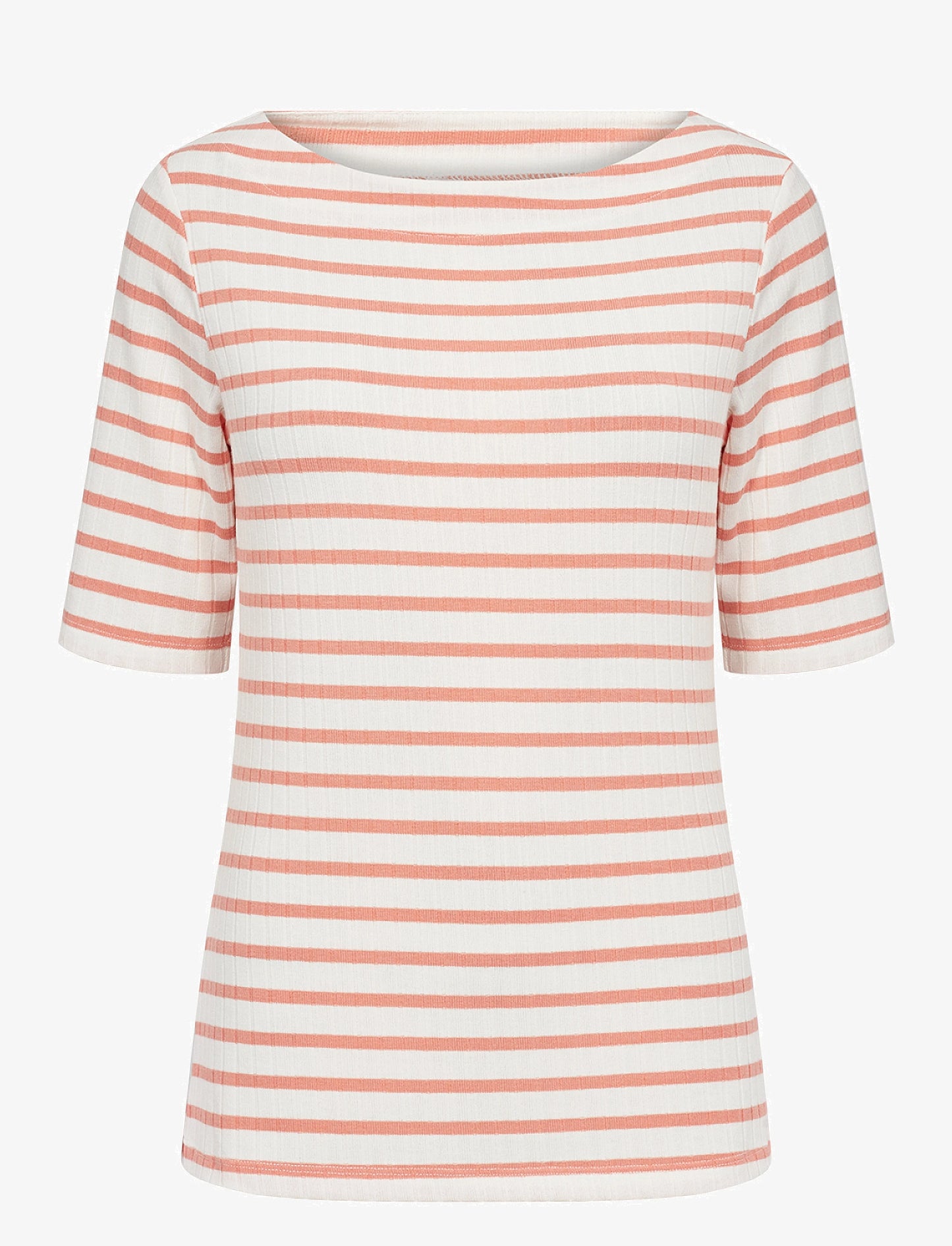 PEACH STRIPE BOAT NK TEE