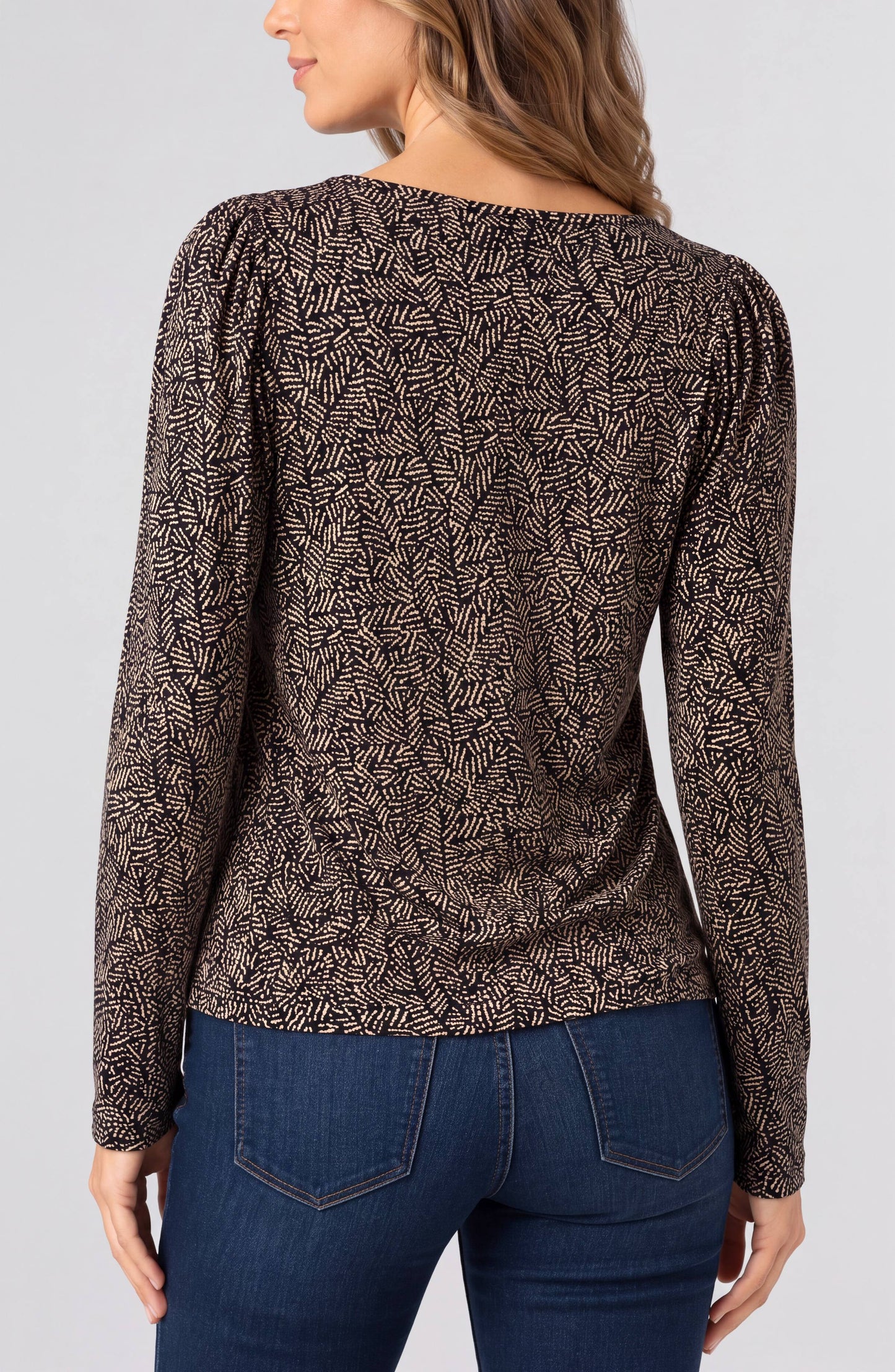 TAN/BLK JEWL NK TOP
