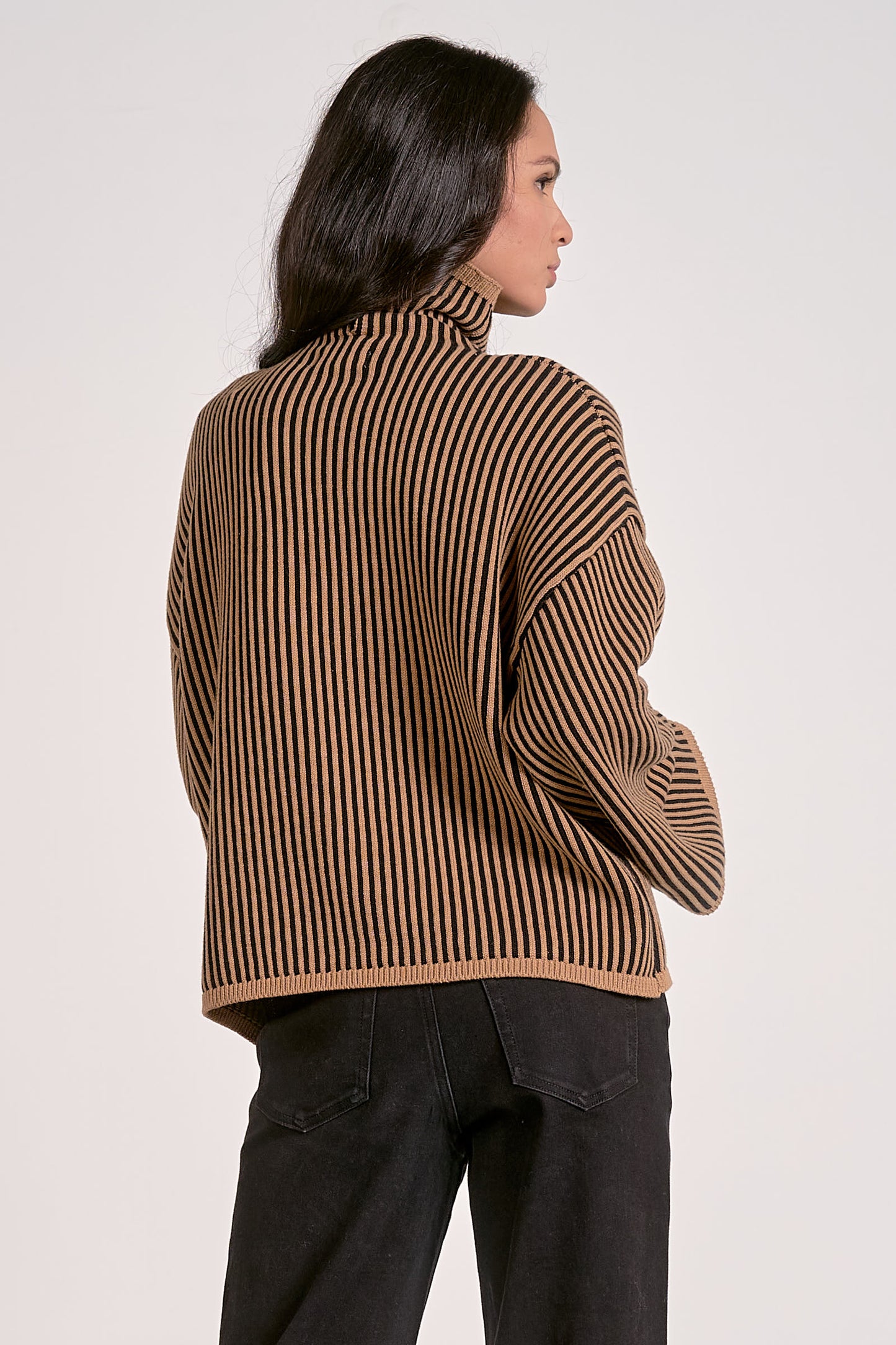 TAN BLK STRIPE SWTR