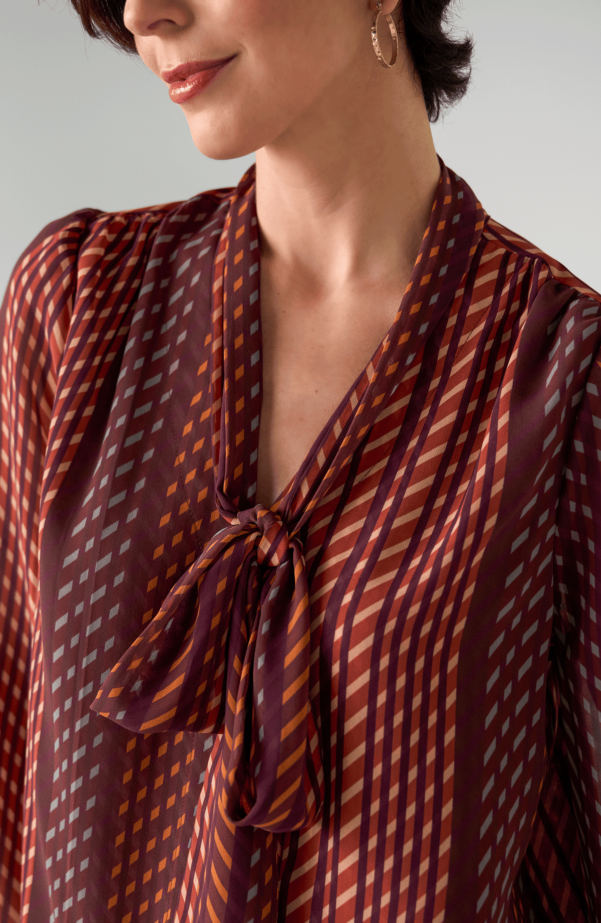 RUST/BURG BOW BLOUSE