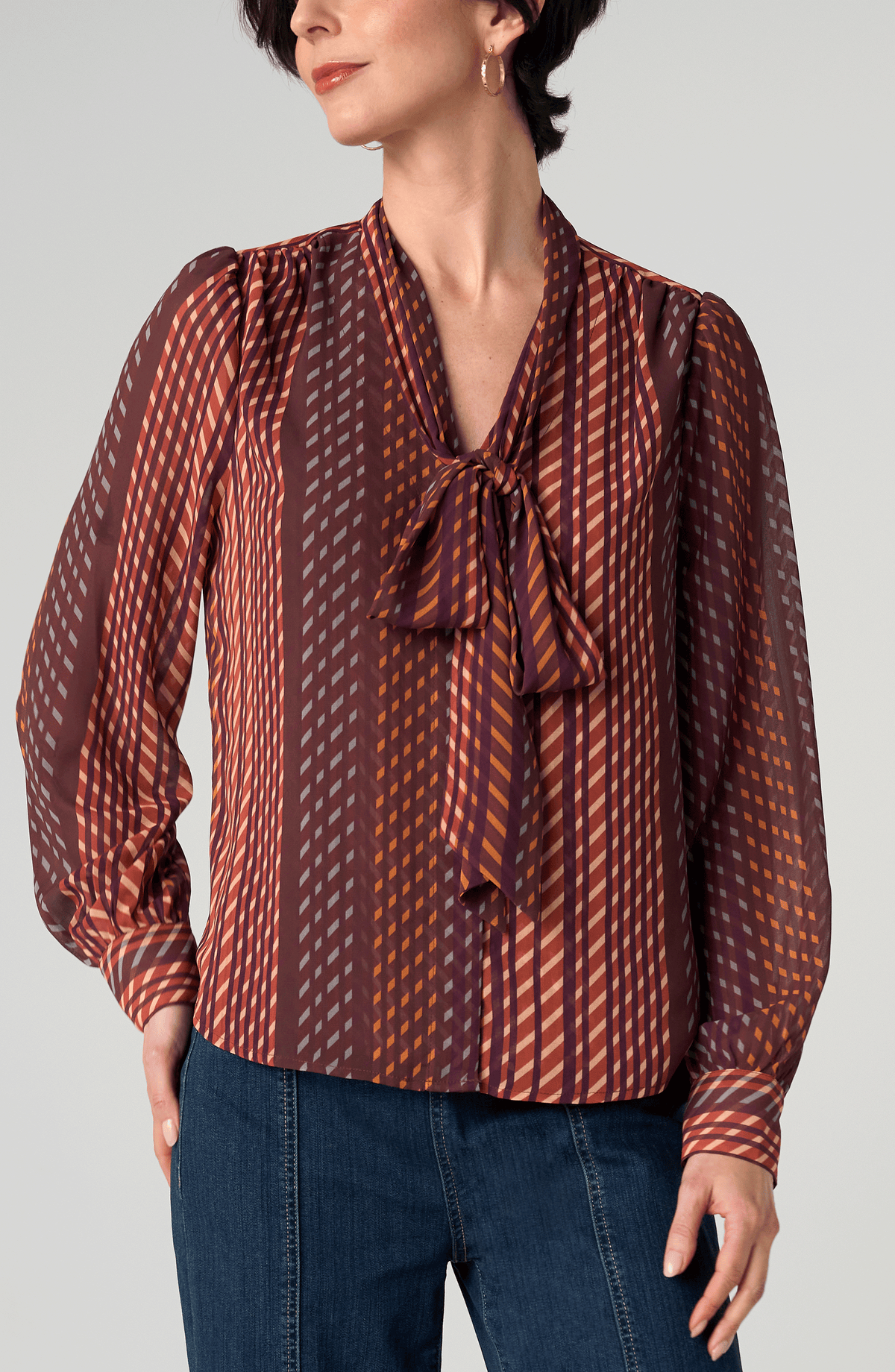 RUST/BURG BOW BLOUSE