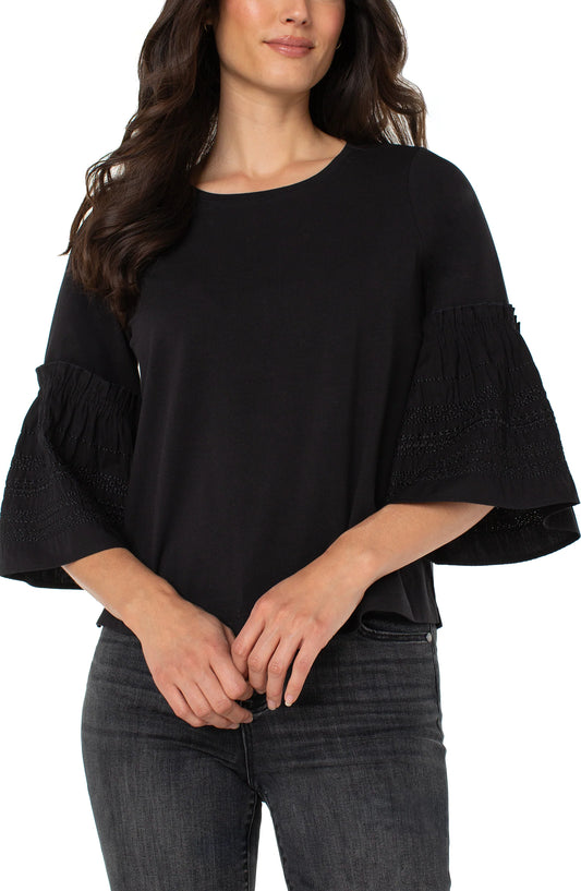 BLK FLARE SLV TOP