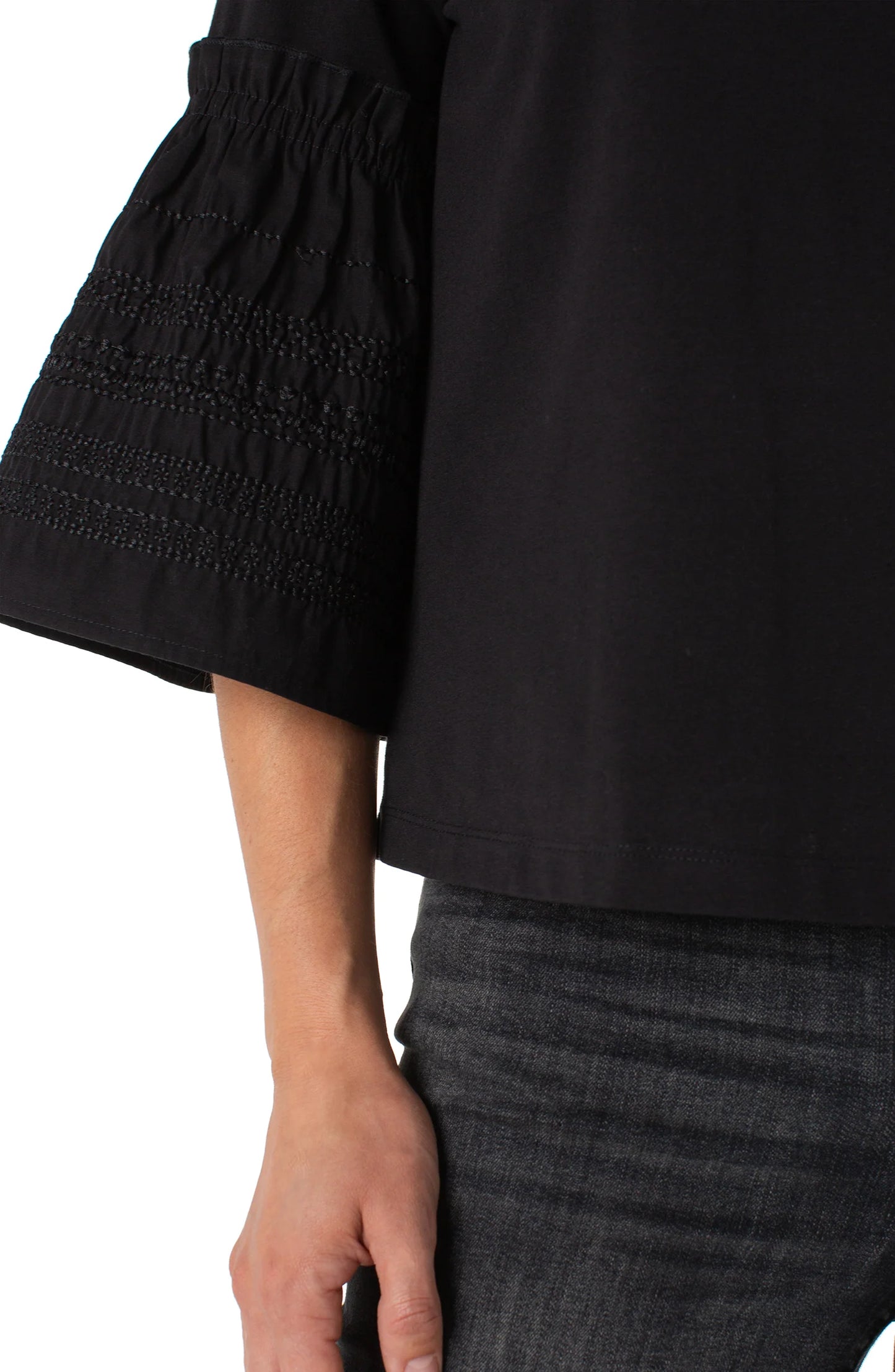 BLK FLARE SLV TOP