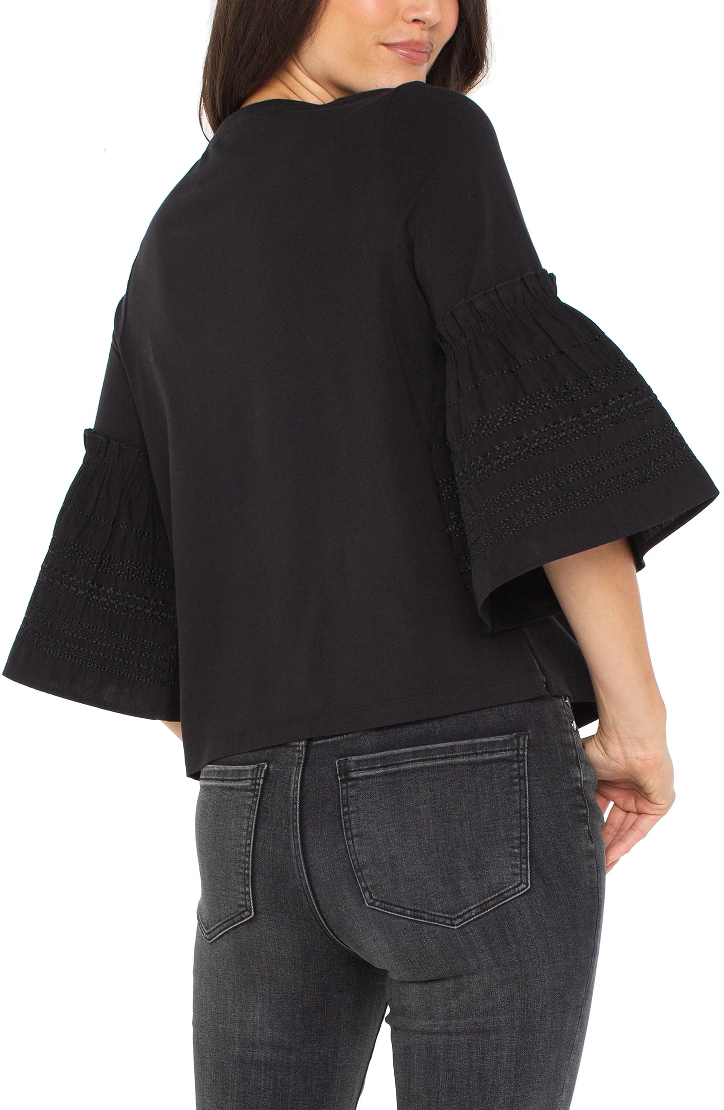 BLK FLARE SLV TOP